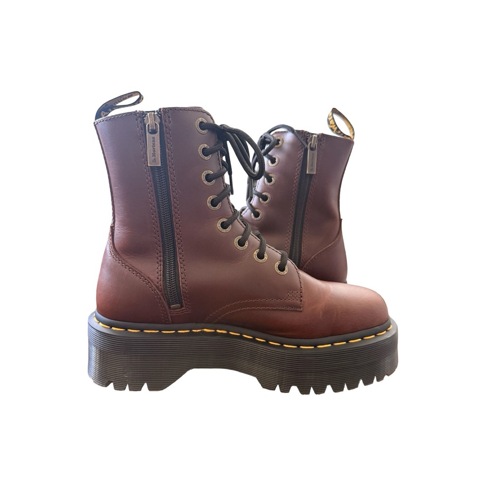 Dr Martens Jadon Platform Boots Brown Leather Classic Zip Womens 7 38 EU - Picture 11 of 13